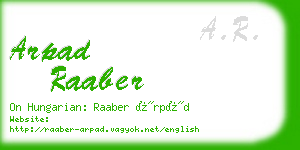 arpad raaber business card
